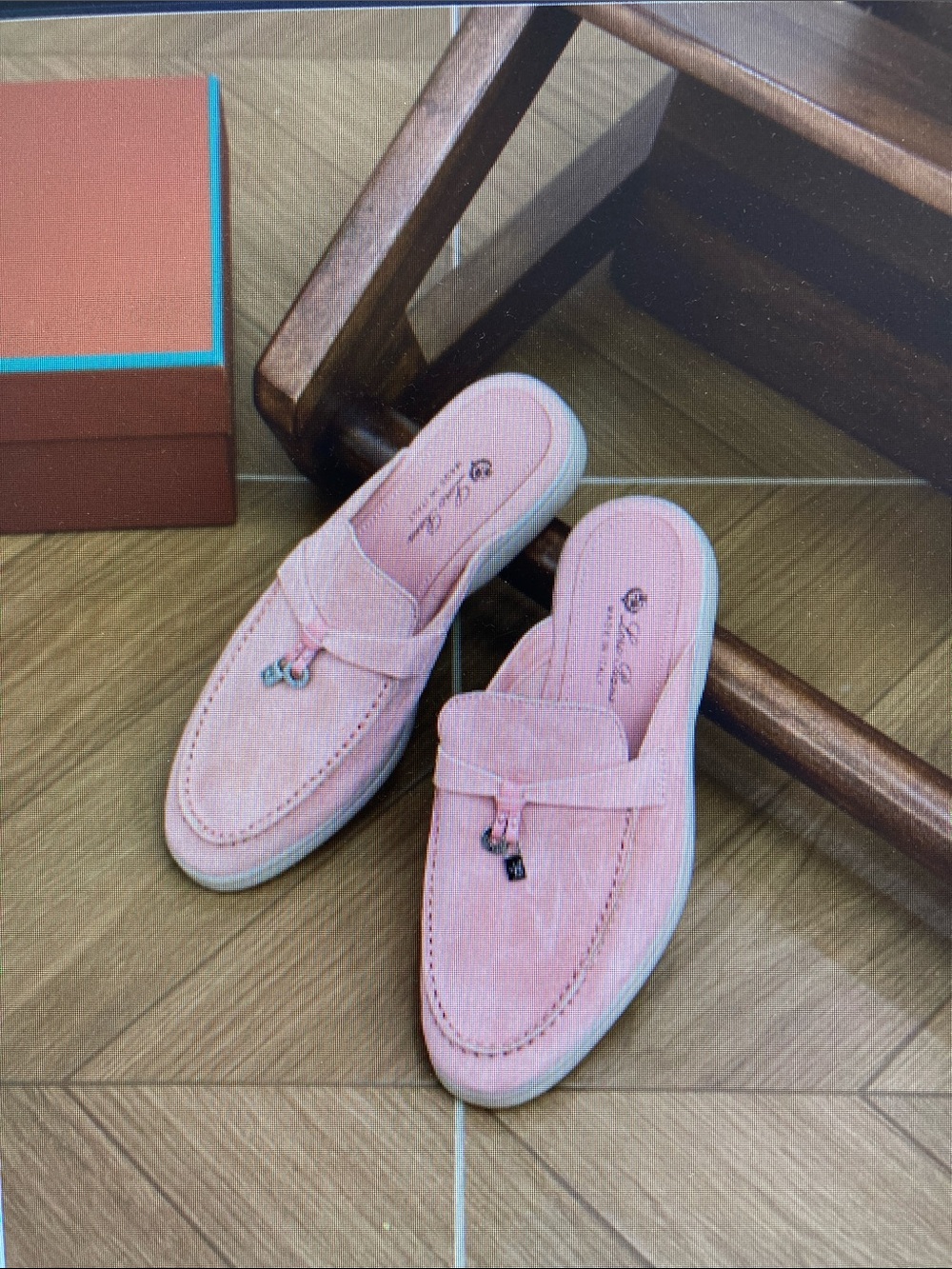 Loro Piana Blush Pink Suede Slip-On Loafer Mules - Picture 5 of 6
